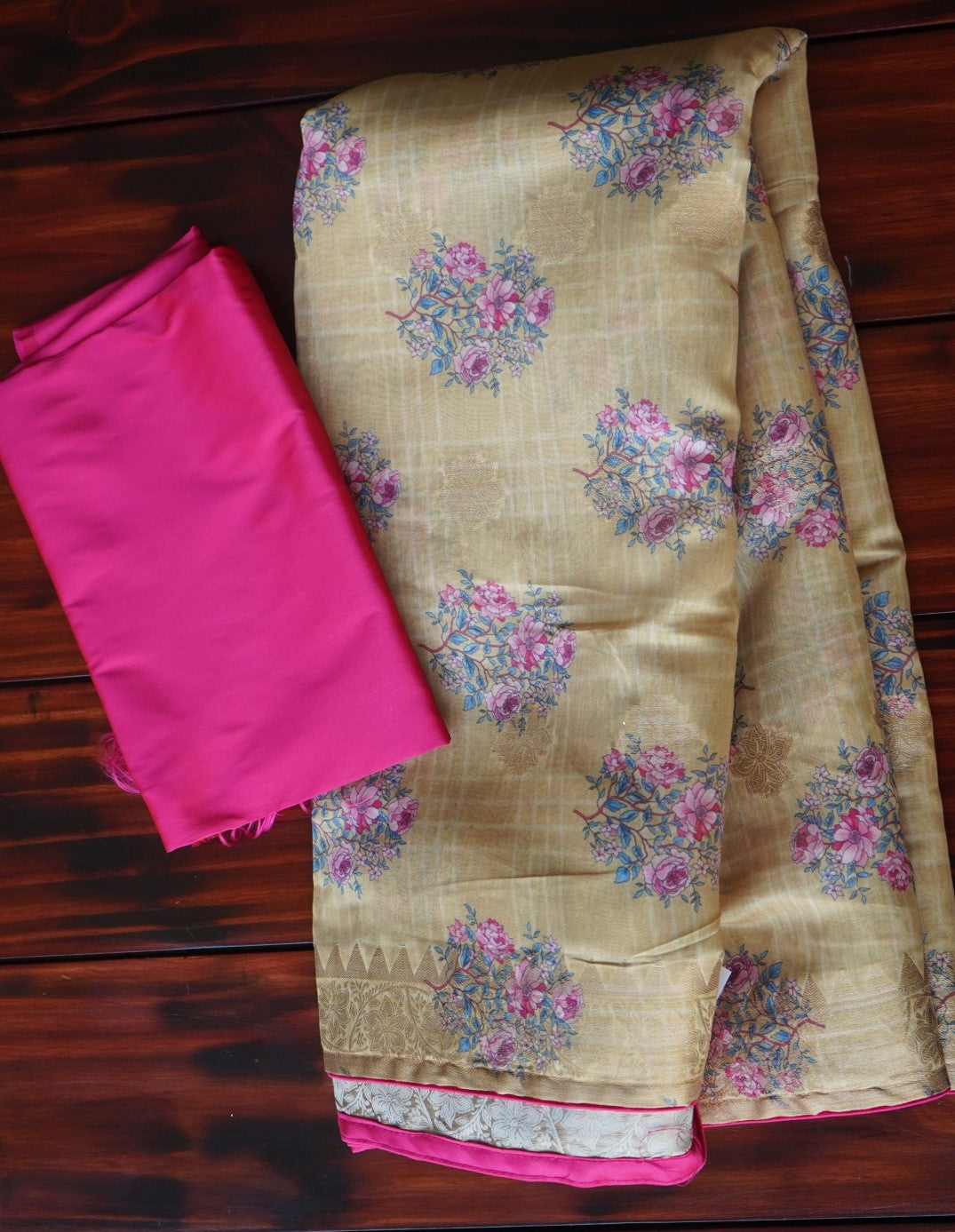 Chanderi floral silk cotton Saree with semi raw silk blouse PC008 ...