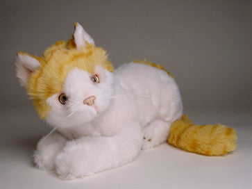 orange and white stuffed cat