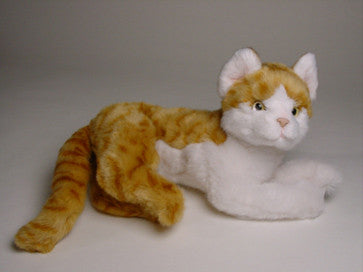 orange and white stuffed cat