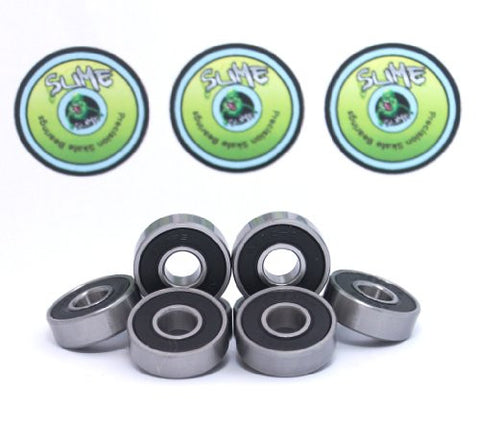 8 x TITANIUM SLIME - ABEC 9 608 RS Skate Bearings - HIKS