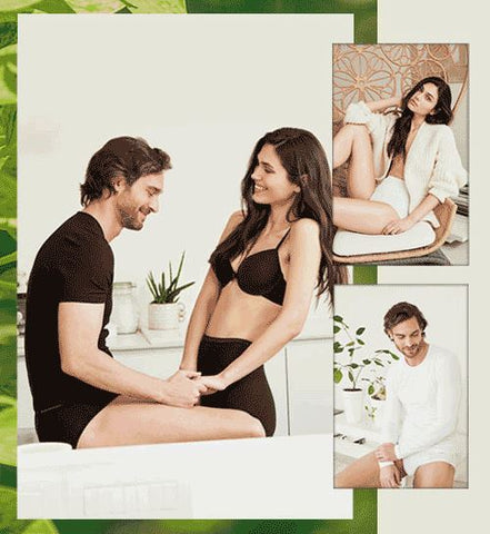 Man and Woman Wearing Cotonella Italian Cotton Men's Underwear and Women's Panties