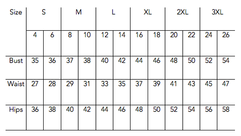 A Leap of Style Size Chart