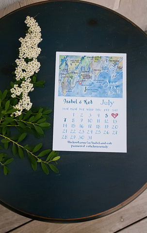 Maine map Wedding Save the Date