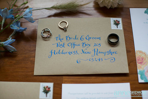 hand calligraphy wedding envelope
