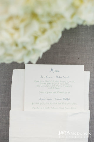 wedding table menu