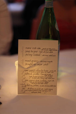 wedding menu in calligraphy