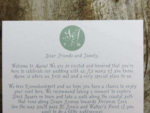 monogram welcome note