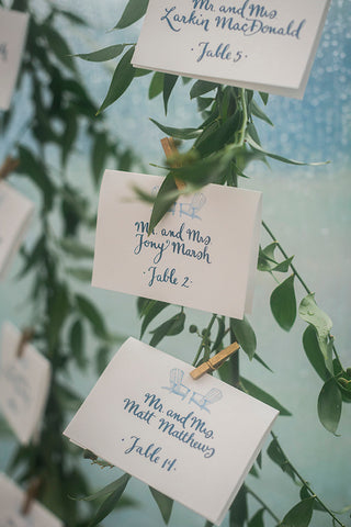hand calligraphy on escort cards