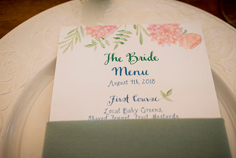 wedding menu calligrapy