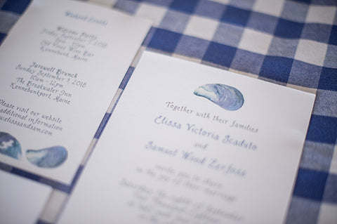 mussel shell wedding invitation
