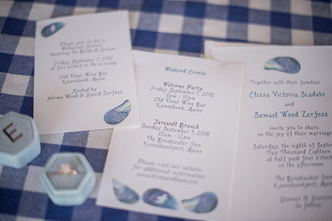 mussel shell wedding invitation