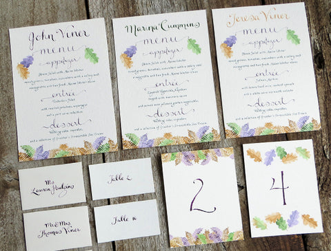 menus table numbers