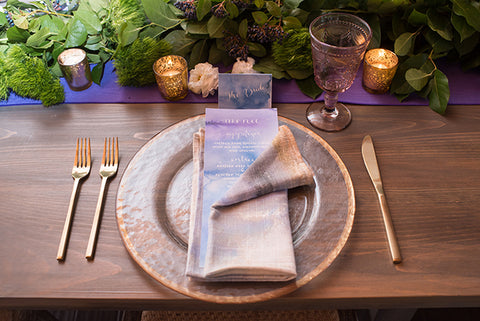 place setting in purple