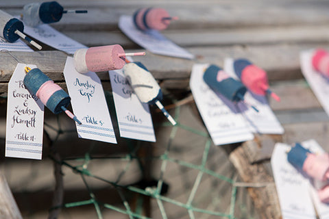 buoys escort cards with calligraphy