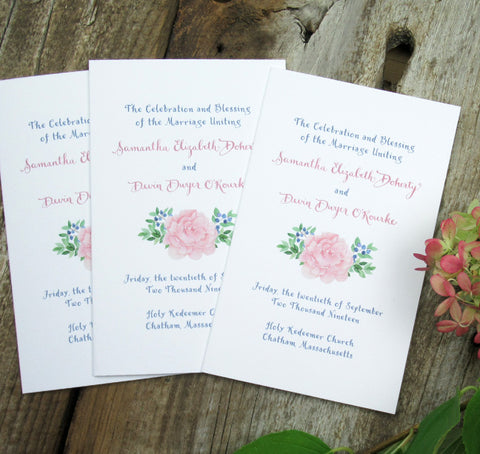 Peony Wedding Ceremony Programs