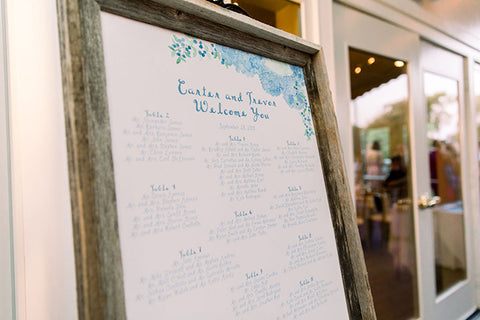 hydrangea Seating chart for wedding reception