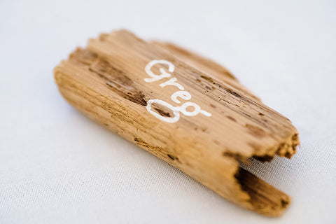 Hand lettered calligraphy driftwood