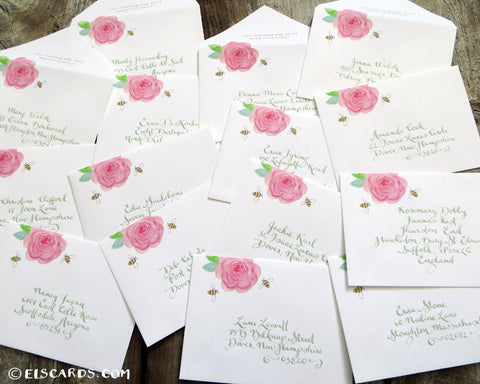 Floral calligraphy envelopes