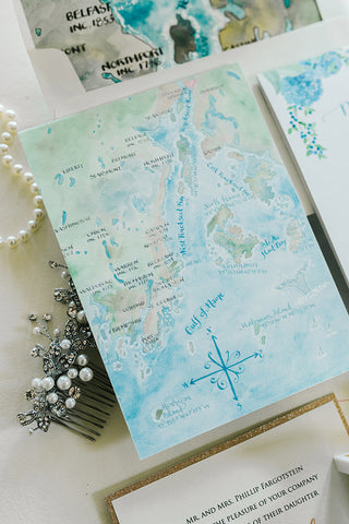 watercolor wedding map