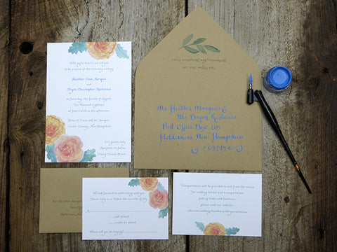 full garden roses suite with calligraphy