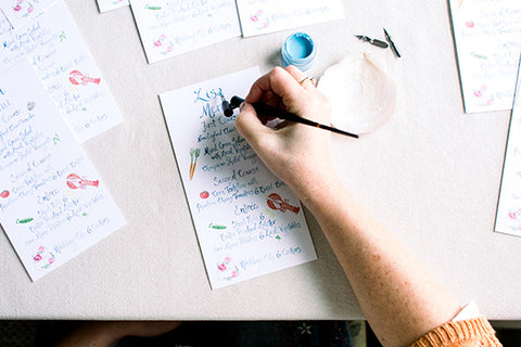 hand calligraphy on menus