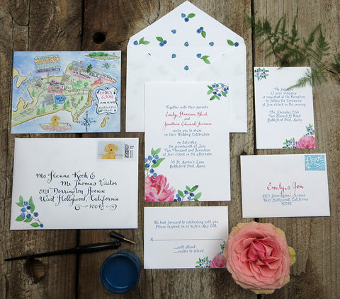 wedding invitation suite peony