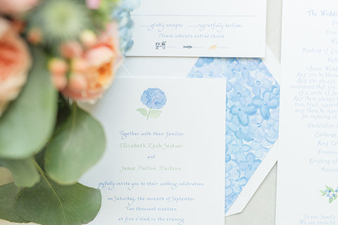 hydrangea wedding invitation