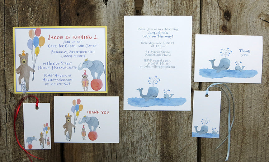 Watercolor invitations for kids parties