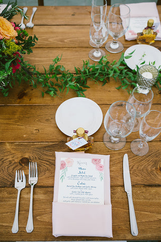watercolor floral menu on place setting