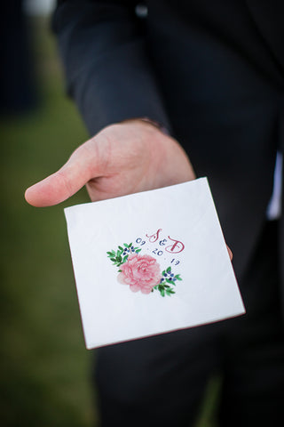 Peony blueberry cocktail napkins