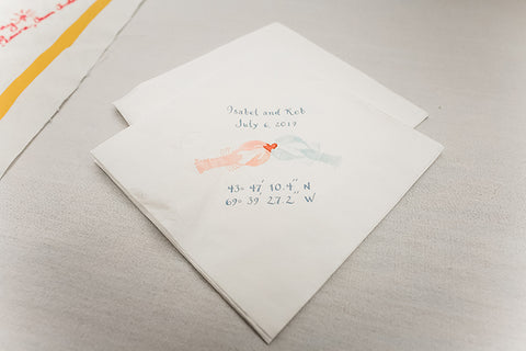 Custom wedding reception napkins