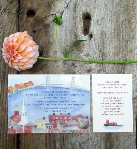 Portsmouth, NH Rehearsal dinner invitation