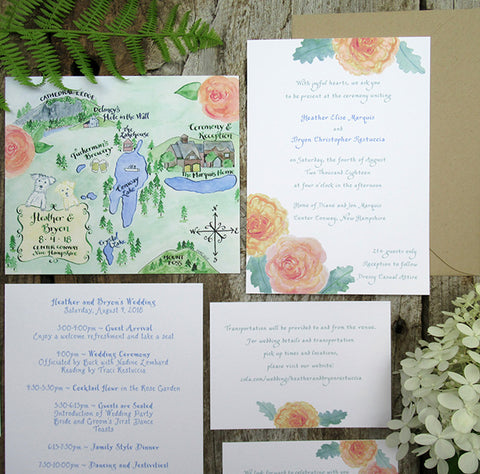 Garden roses wedding invitation