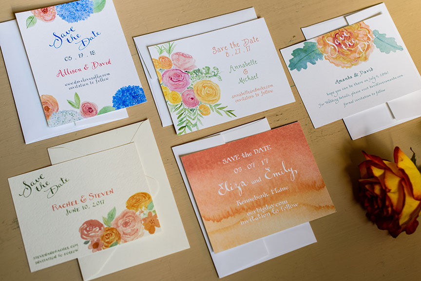 Colorful Save the Dates cards