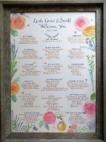 hand painted seating chart