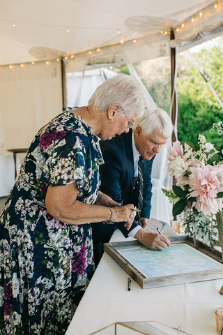 wedding reception sign in board