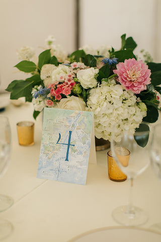 watercolor wedding table number