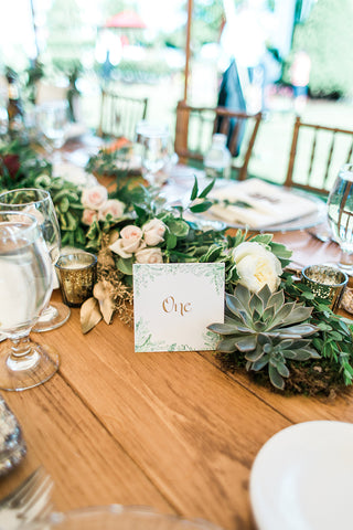 Table number sign with gold ink