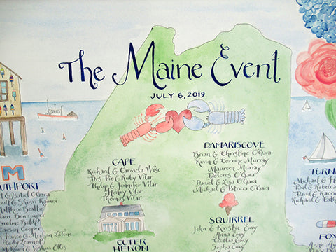 Seating chart hand painted Maine