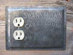 Vintage Swans Down baking pan custom made for an outlet too close to trim.