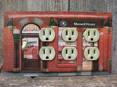 Quad Switch Plate With Outlets Made From Maxwell House Tin