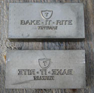 We use embossing dies designed with our own fictitious brand names on them.