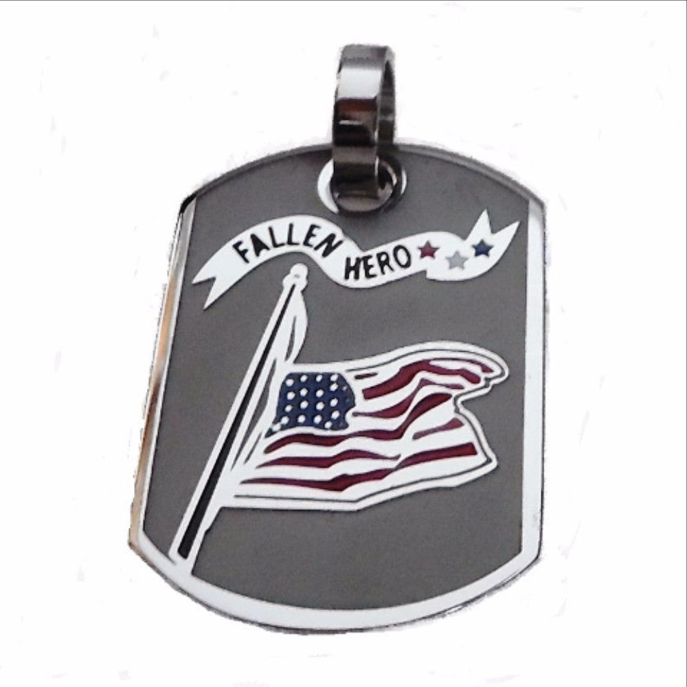 FALLEN HERO - FLAG @ HALF-MAST Pendant or Dog-tag