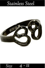 Load image into Gallery viewer, HEARTS APART -Widows Ring for Soulmates Black Stainless Steel Ring
