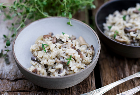 Risotto med svampe og økologisk olivenolie