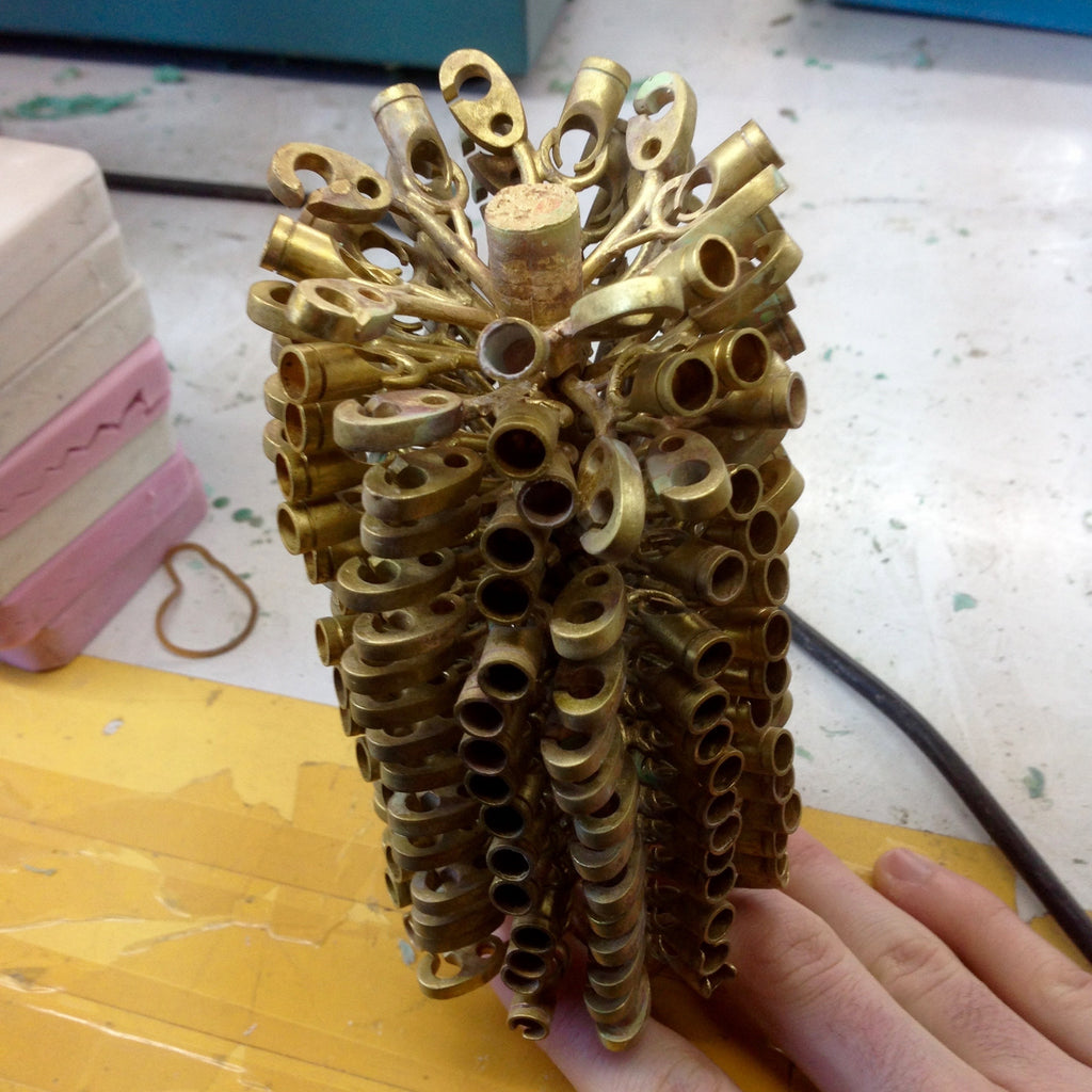 lost wax cast brass brummel tree for bracelets