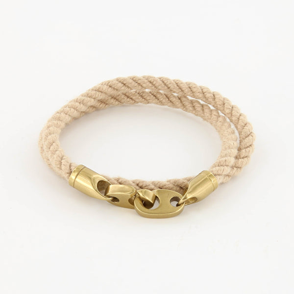  Journey Double Wrap Rope Bracelet with Matte Brass Brummels in Wheat