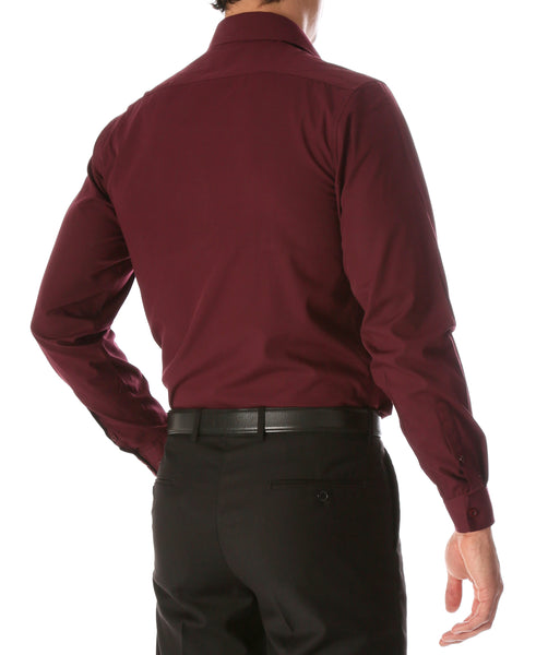 Burgundy Slim Leo Cotton Dress Shirt | FHY – FHYINC