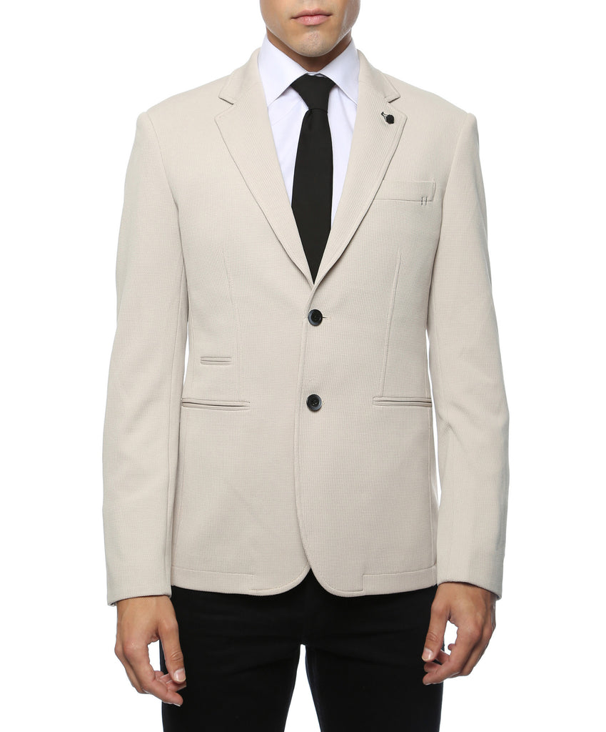 Zonnettie by Ferrecci Modena Black Knit Slim Fit Mens Blazer