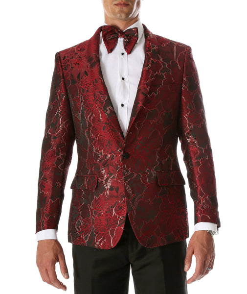 Wholesale Mens Romi Red Modern Fit Tuxedo Blazer | FHYINC